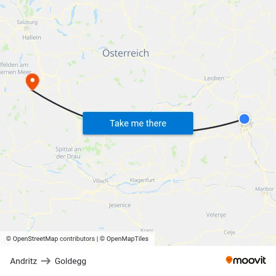 Andritz to Goldegg map