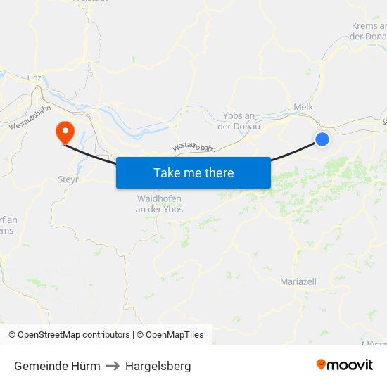 Gemeinde Hürm to Hargelsberg map