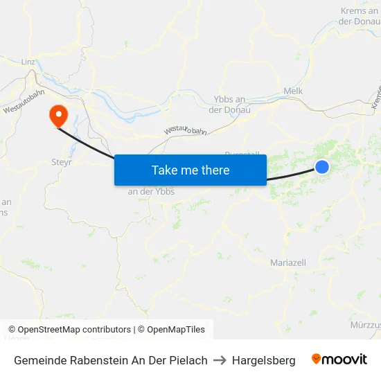 Gemeinde Rabenstein An Der Pielach to Hargelsberg map