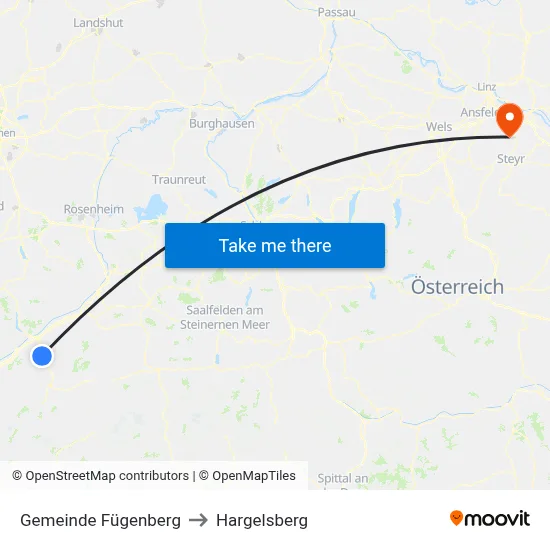Gemeinde Fügenberg to Hargelsberg map