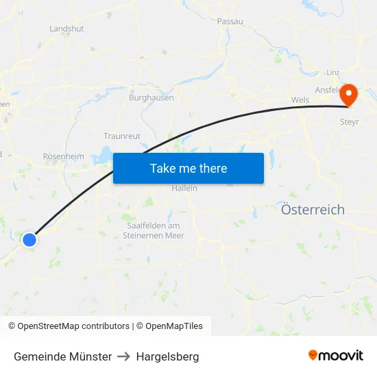 Gemeinde Münster to Hargelsberg map