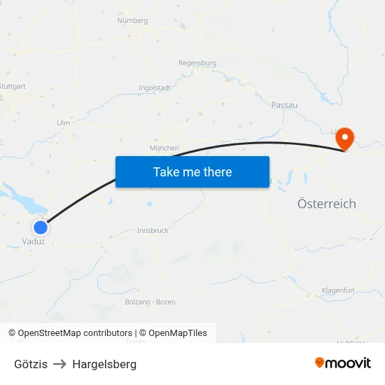 Götzis to Hargelsberg map