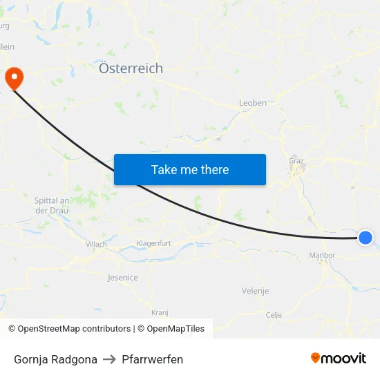 Gornja Radgona to Pfarrwerfen map