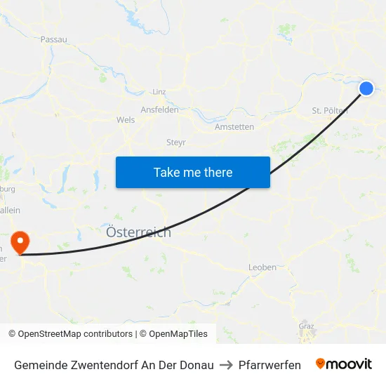 Gemeinde Zwentendorf An Der Donau to Pfarrwerfen map