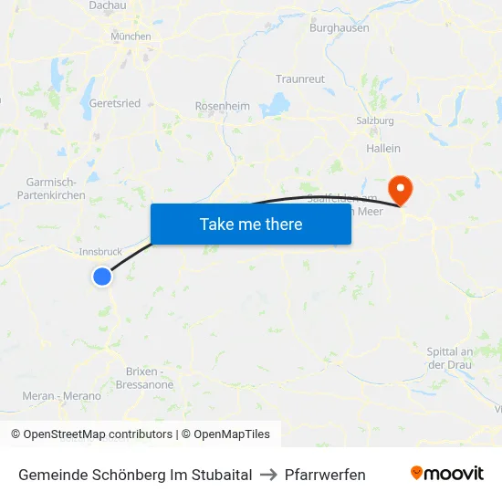 Gemeinde Schönberg Im Stubaital to Pfarrwerfen map