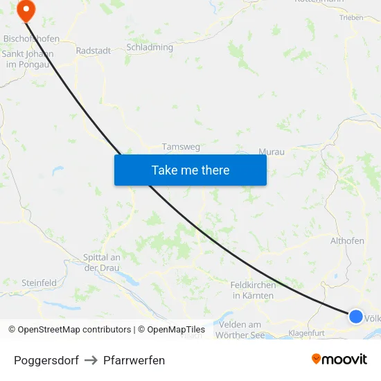 Poggersdorf to Pfarrwerfen map