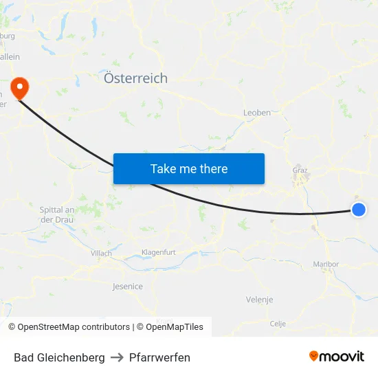 Bad Gleichenberg to Pfarrwerfen map