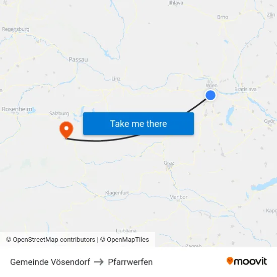 Gemeinde Vösendorf to Pfarrwerfen map