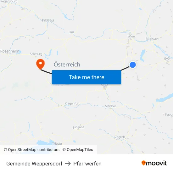 Gemeinde Weppersdorf to Pfarrwerfen map