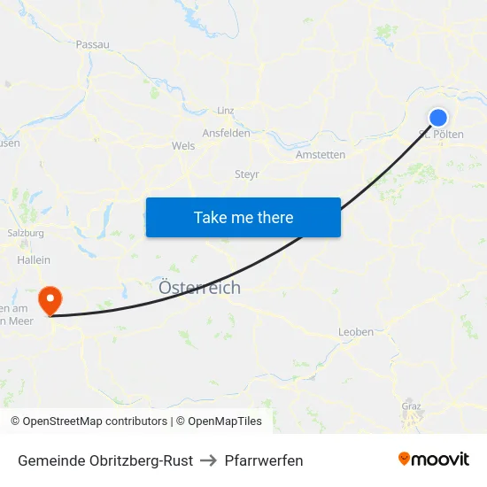 Gemeinde Obritzberg-Rust to Pfarrwerfen map