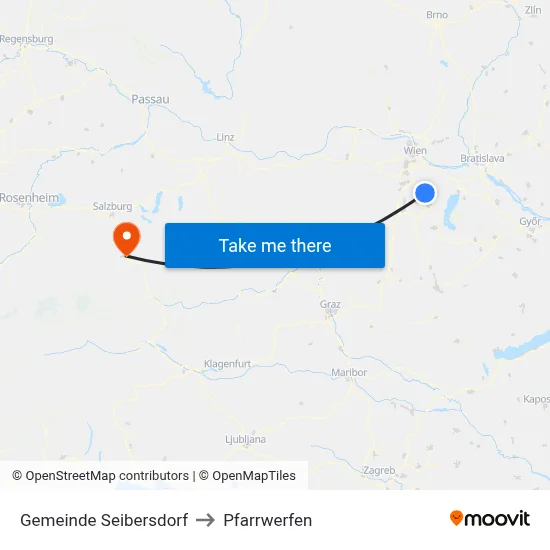 Gemeinde Seibersdorf to Pfarrwerfen map