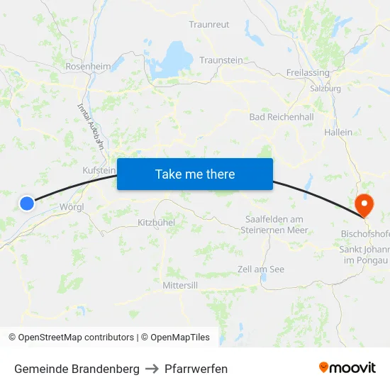 Gemeinde Brandenberg to Pfarrwerfen map
