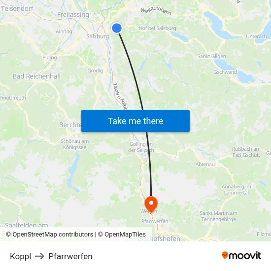 Koppl to Pfarrwerfen map