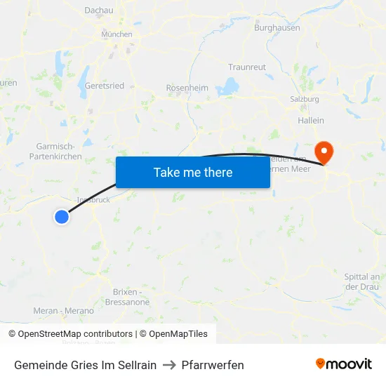 Gemeinde Gries Im Sellrain to Pfarrwerfen map
