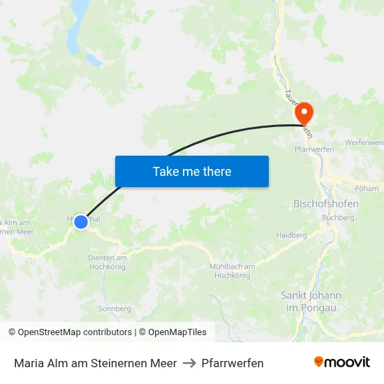 Maria Alm am Steinernen Meer to Pfarrwerfen map