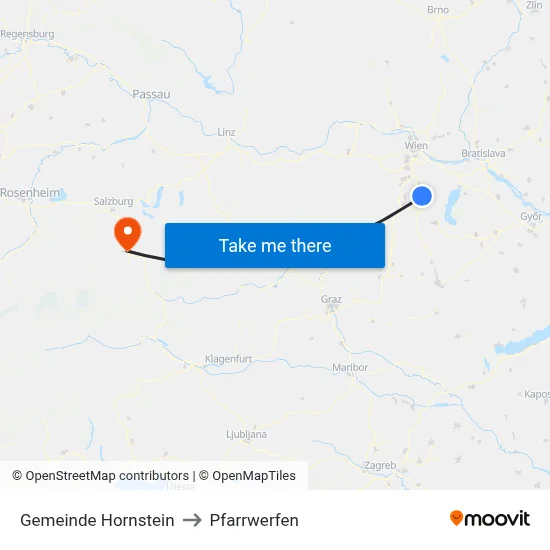 Gemeinde Hornstein to Pfarrwerfen map