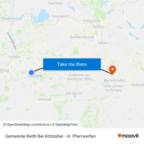Gemeinde Reith Bei Kitzbühel to Pfarrwerfen map