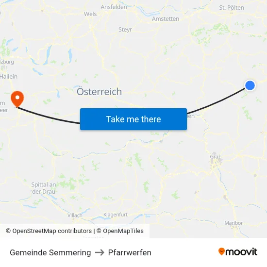 Gemeinde Semmering to Pfarrwerfen map