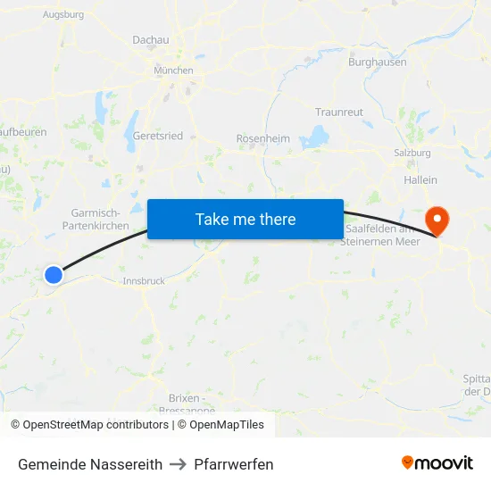Gemeinde Nassereith to Pfarrwerfen map
