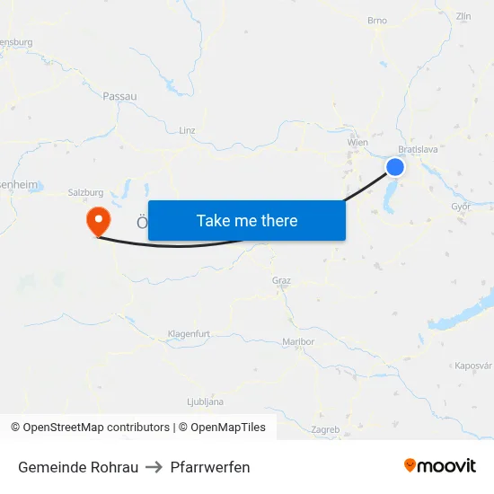 Gemeinde Rohrau to Pfarrwerfen map