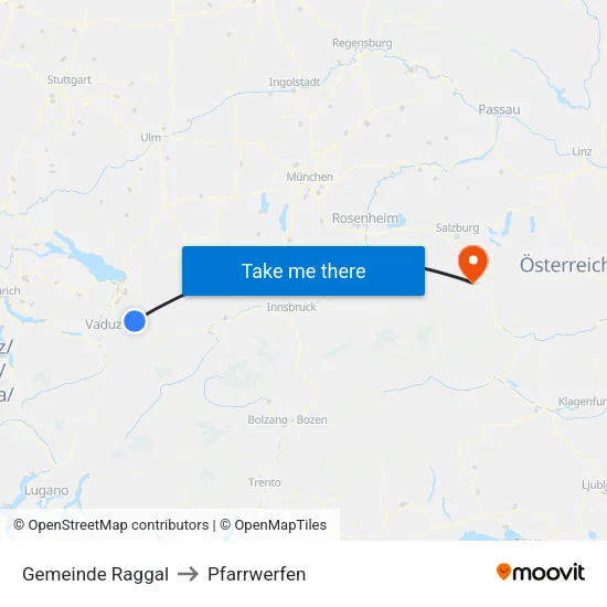 Gemeinde Raggal to Pfarrwerfen map