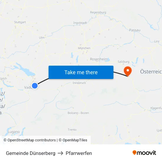 Gemeinde Dünserberg to Pfarrwerfen map