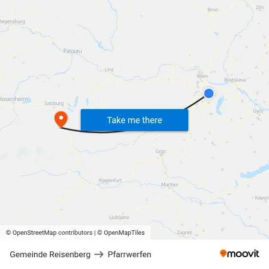 Gemeinde Reisenberg to Pfarrwerfen map