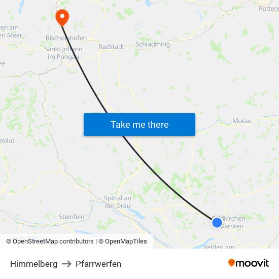 Himmelberg to Pfarrwerfen map