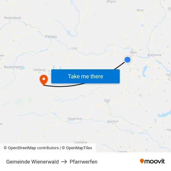 Gemeinde Wienerwald to Pfarrwerfen map