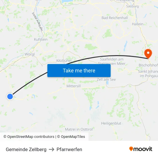 Gemeinde Zellberg to Pfarrwerfen map