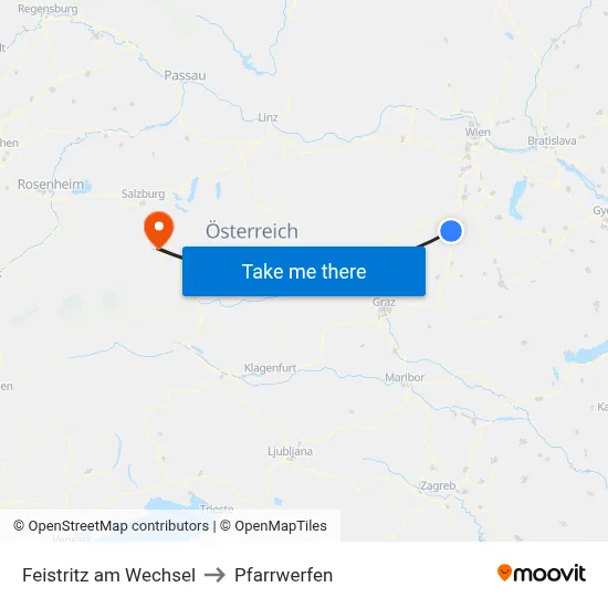 Feistritz am Wechsel to Pfarrwerfen map