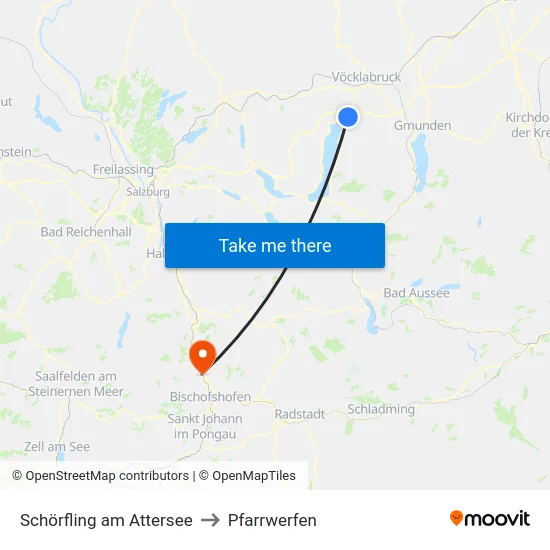 Schörfling am Attersee to Pfarrwerfen map