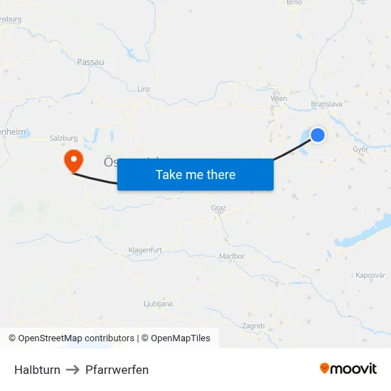 Halbturn to Pfarrwerfen map