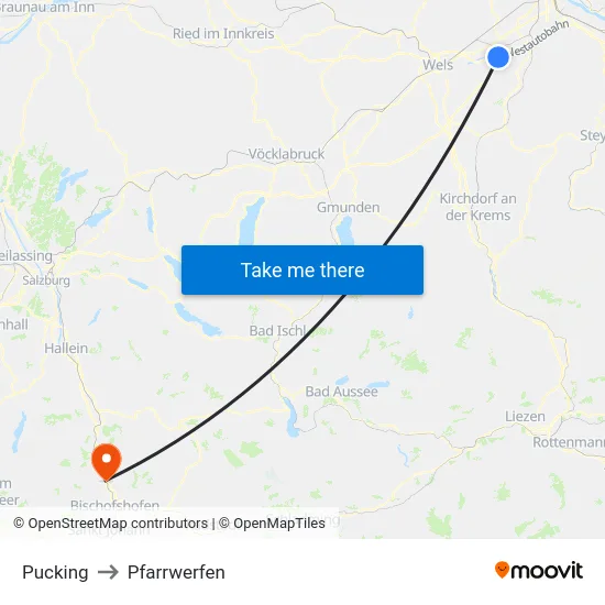 Pucking to Pfarrwerfen map