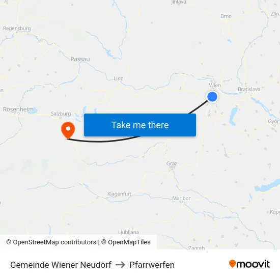 Gemeinde Wiener Neudorf to Pfarrwerfen map