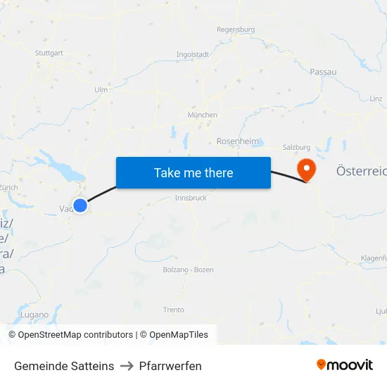 Gemeinde Satteins to Pfarrwerfen map