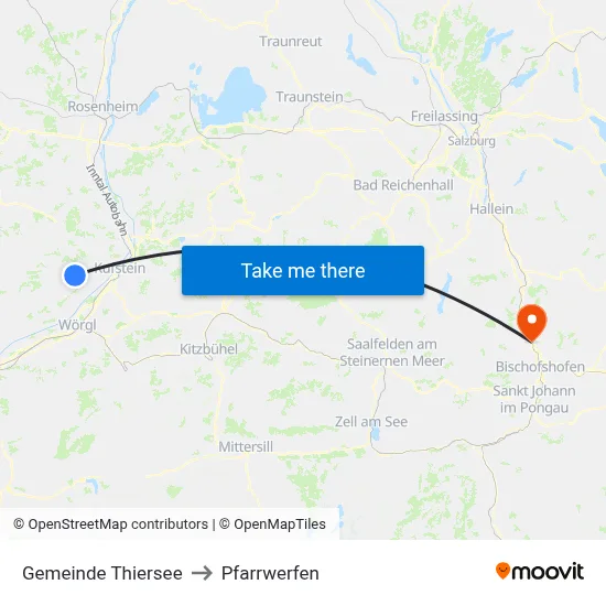 Gemeinde Thiersee to Pfarrwerfen map