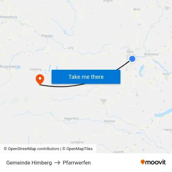 Gemeinde Himberg to Pfarrwerfen map