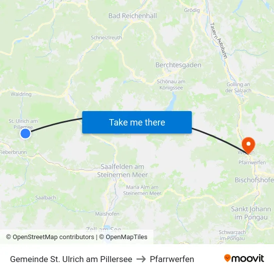 Gemeinde St. Ulrich am Pillersee to Pfarrwerfen map