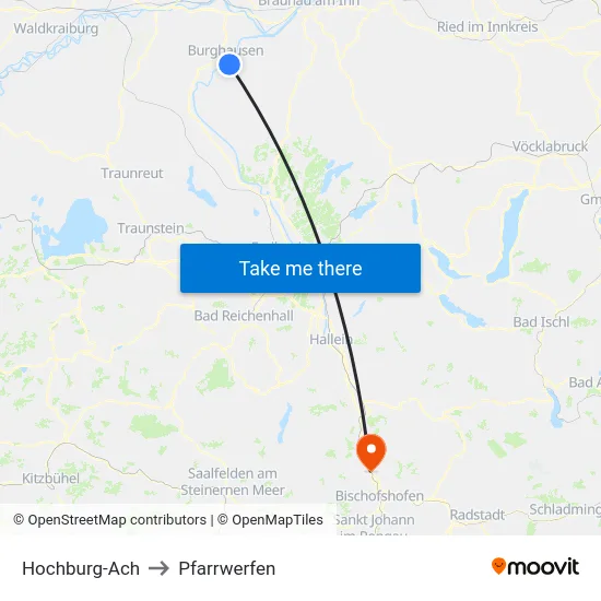 Hochburg-Ach to Pfarrwerfen map