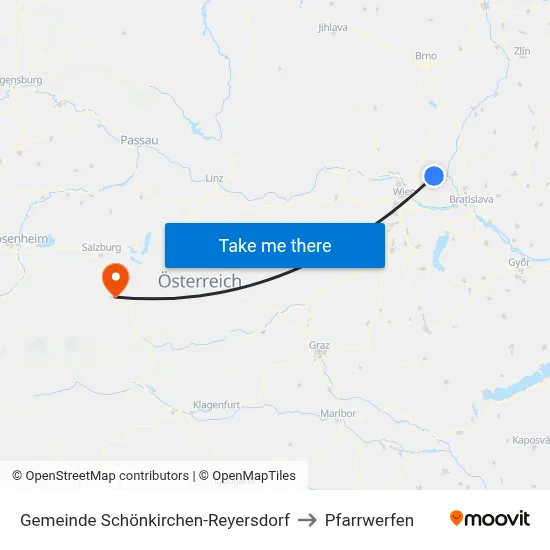 Gemeinde Schönkirchen-Reyersdorf to Pfarrwerfen map