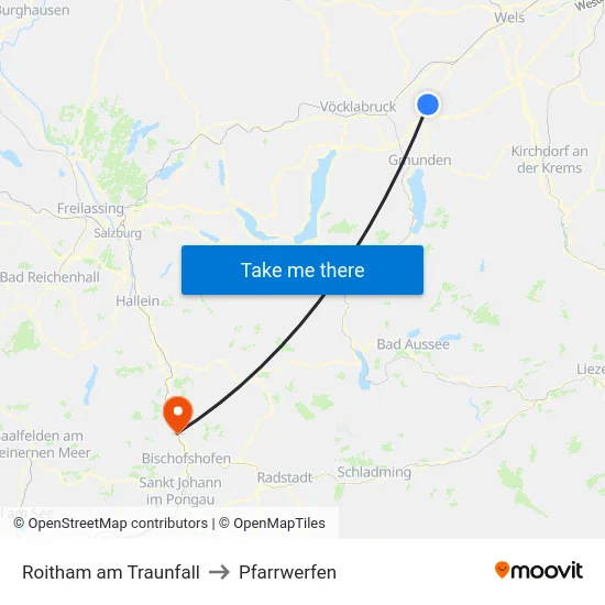 Roitham am Traunfall to Pfarrwerfen map