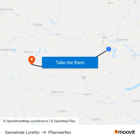 Gemeinde Loretto to Pfarrwerfen map