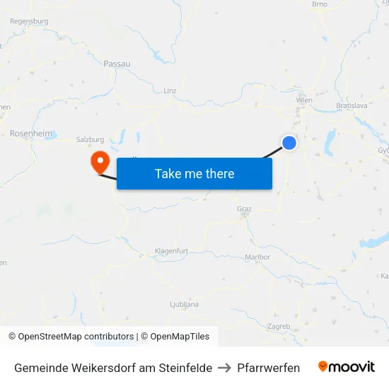 Gemeinde Weikersdorf am Steinfelde to Pfarrwerfen map