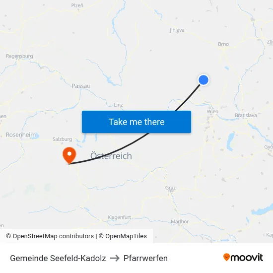 Gemeinde Seefeld-Kadolz to Pfarrwerfen map