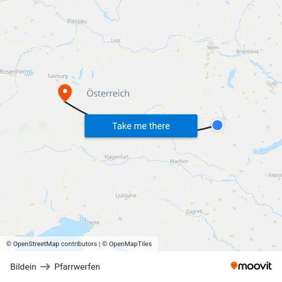 Bildein to Pfarrwerfen map