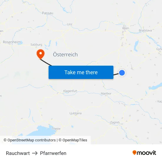 Rauchwart to Pfarrwerfen map