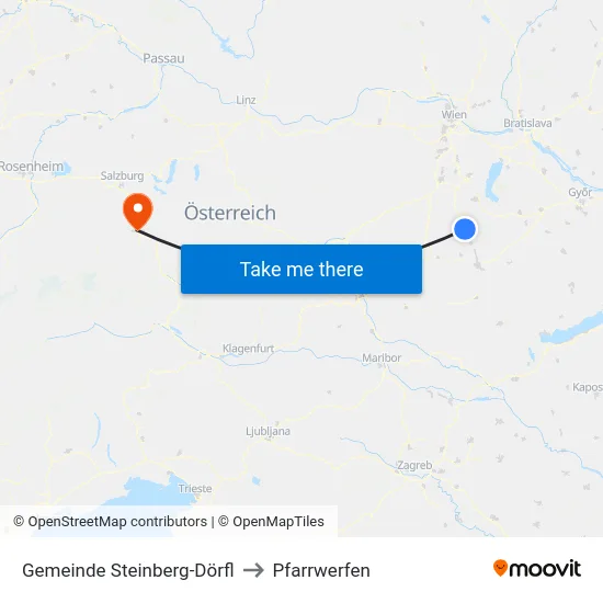 Gemeinde Steinberg-Dörfl to Pfarrwerfen map