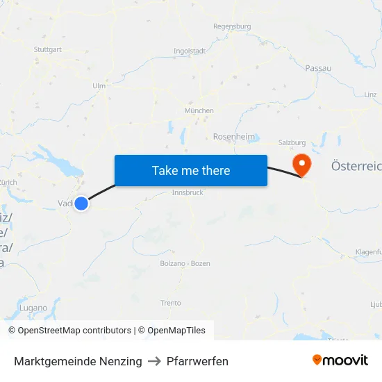 Marktgemeinde Nenzing to Pfarrwerfen map