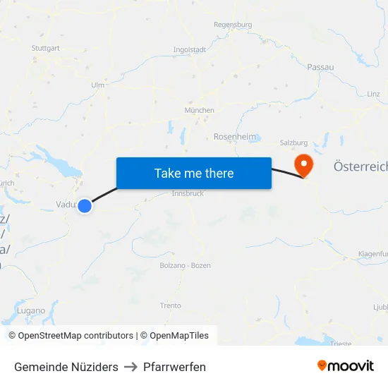 Gemeinde Nüziders to Pfarrwerfen map